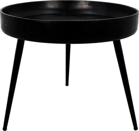 Table d'appoint HSM Collection Ventura - ø50 cm - bois de manguier / fer - délavage noir