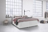 Beddenleeuw Boxspring Bed Julia - Elektrisch - 180x210 - Incl. Pocketvering matras + Hoofdbord - Lederlook Wit (Skai)