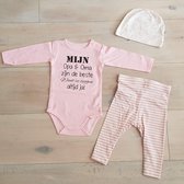 Rompertje Baby met tekst opa en oma pakje cadeau geboorte meisje roze set aanstaande zwanger kledingset pasgeboren unisex Bodysuit | Huispakje | Kraamkado | Gift Set babyset kraamc