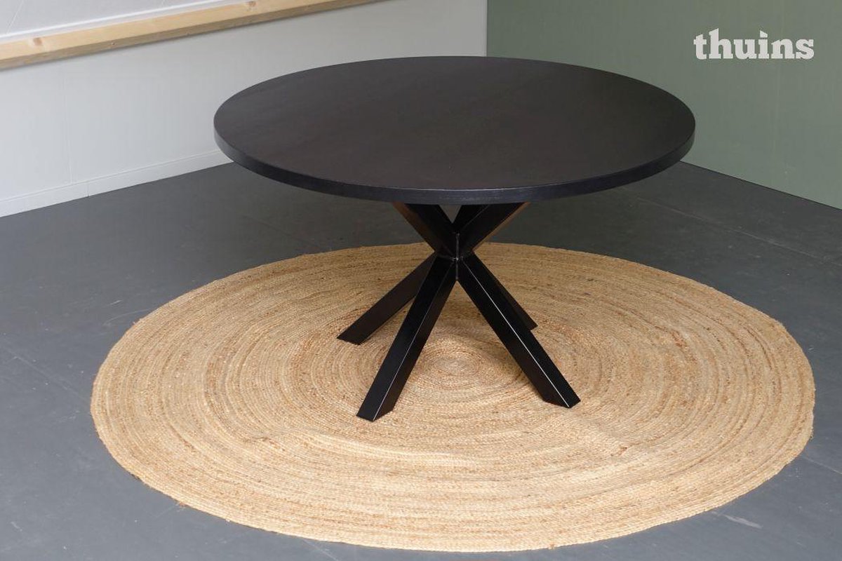 Moderniseren Garantie Perceptie Zwarte ronde tafel 120cm, stalen poten | bol.com