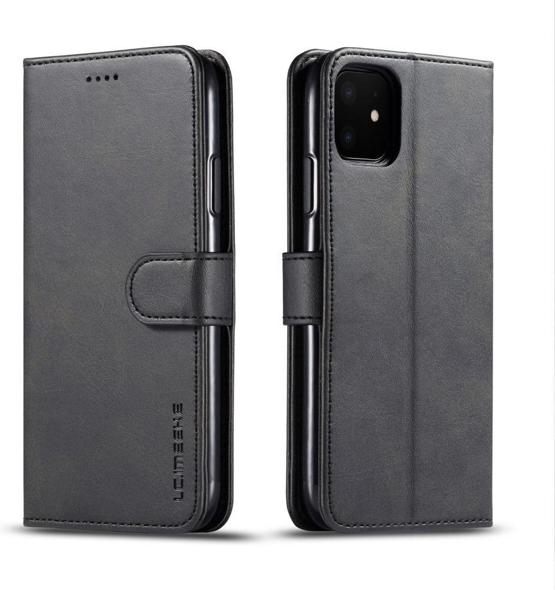 LC.IMEEKE Luxe Book Case - Geschikt voor iPhone 11 Hoesje - Zwart