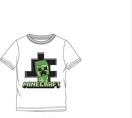 Minecraft t-shirt korte mouw - wit - / jaar