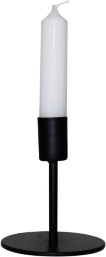 Housevitamin kandelaar / kaarsenstandaard - kaarsenhouder zwart metaal 10cm  hoog | bol.com