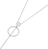 Giorgio Martello, 43 / 45cm ankercollier, -ketting met chique glanzend gerhodineerd sterling zilver elegante hanger bezet met briljant geslepen zirkonia's.