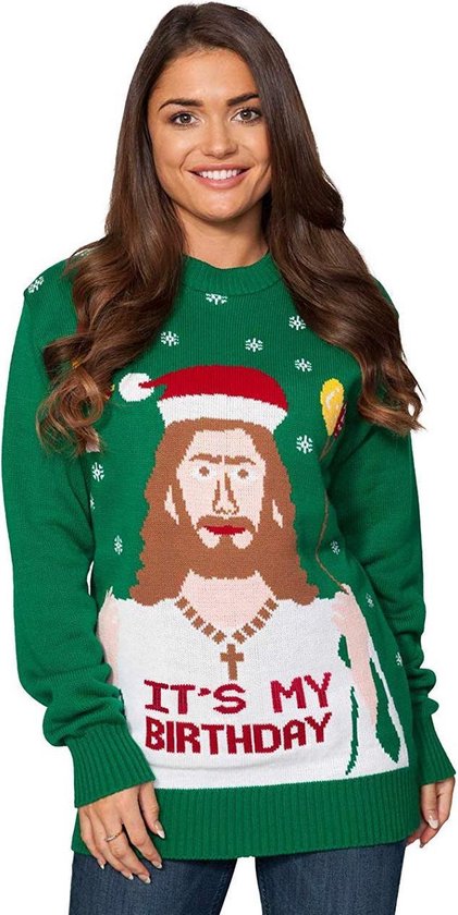 Foute Kersttrui Dames & Heren - Christmas Sweater "It's my Birthday" - Kerst trui Mannen & Vrouwen Maat XXXL