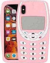 Retro telefoonhoesje - Dik soft siliconen hoesje voor iPhone SE 2020/ 8/ 7 - Roze