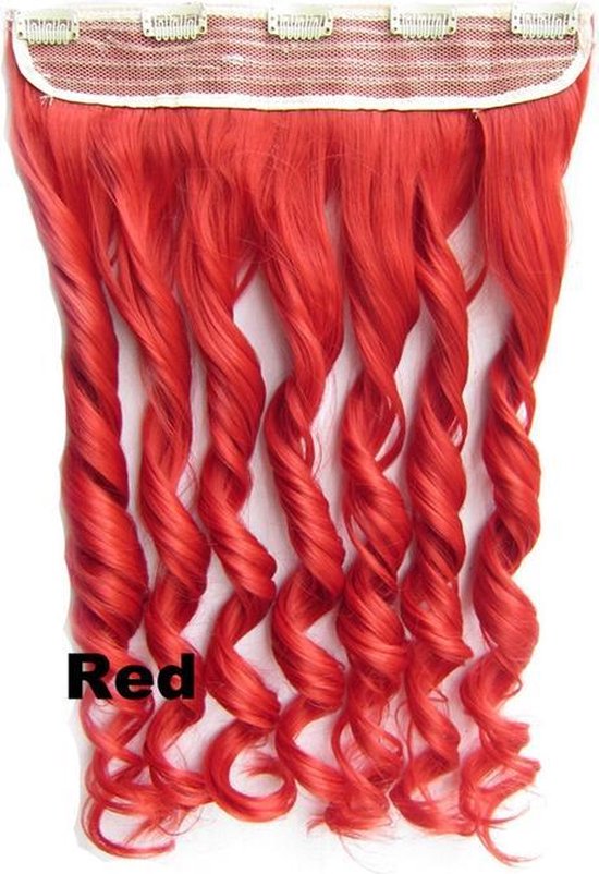 vloot Rimpels Kostuums Clip in hairextensions 1 baan wavy rood - Red | bol.com