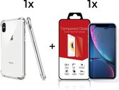 iPhone XR Telefoonhoesje met Screenprotector | Transparent Siliconen Tpu Smartphone Case | Extra Stevige Randen | Gehard Beschermglas