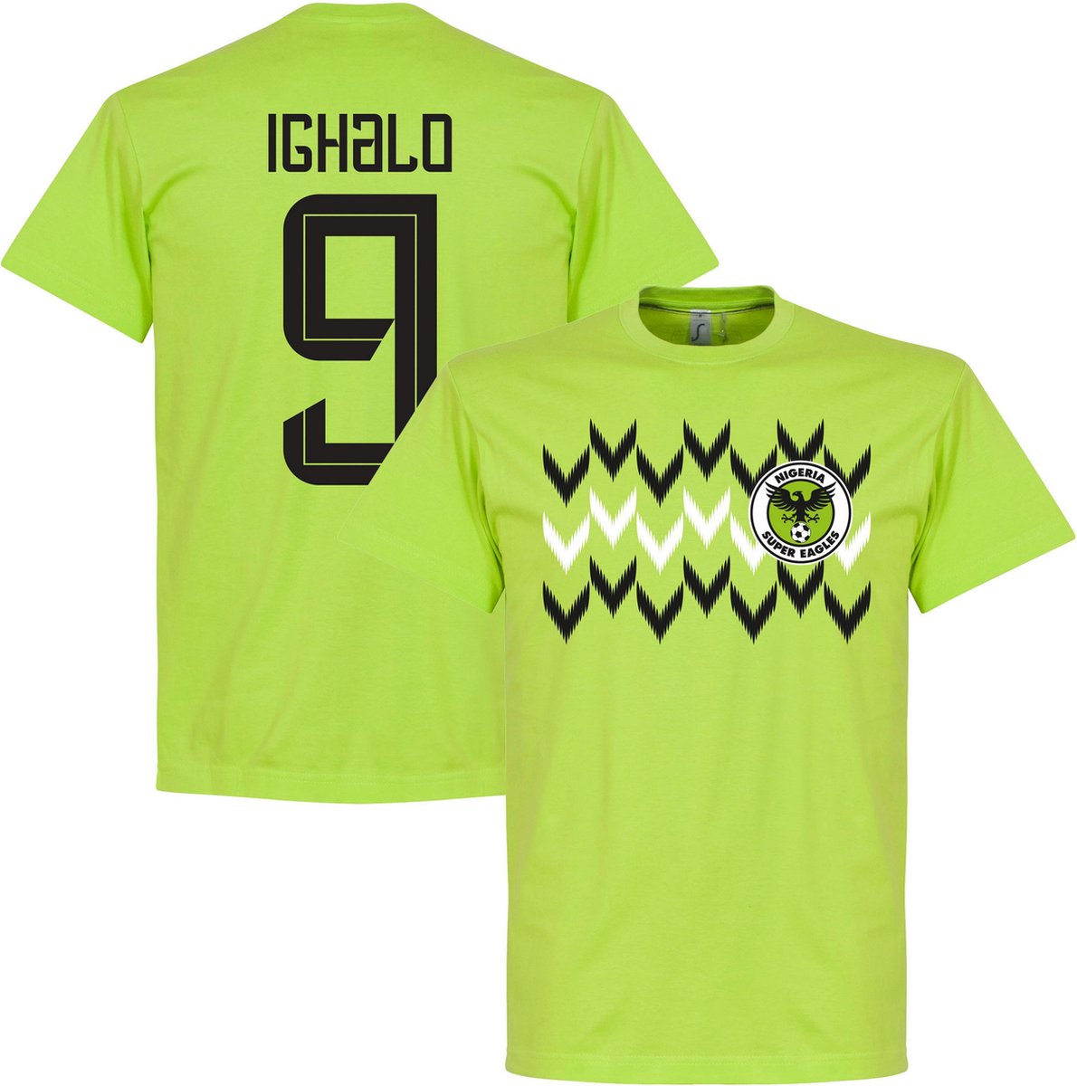 Nigeria Pattern Ighalo 9 Team T-Shirt - Lichtgroen - M