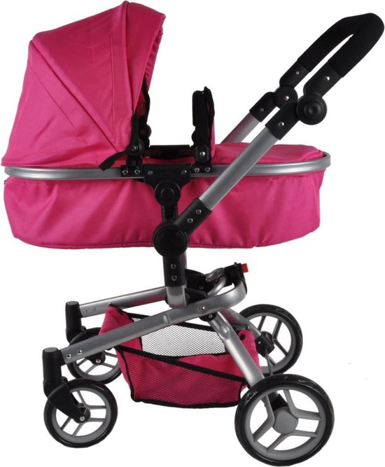 Foto: Bandits angels poppenwagen roze pink angel 2in1 vanaf 3 jaar poppenbuggy voor meisjes verstelbare duwstang 48 81 cm volledig inklapbaar met boodschappenmand