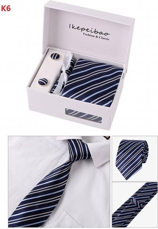 Set de cravate élégant dans une boîte cadeau - avec Boutons de manchette,  pochette de... | bol.com