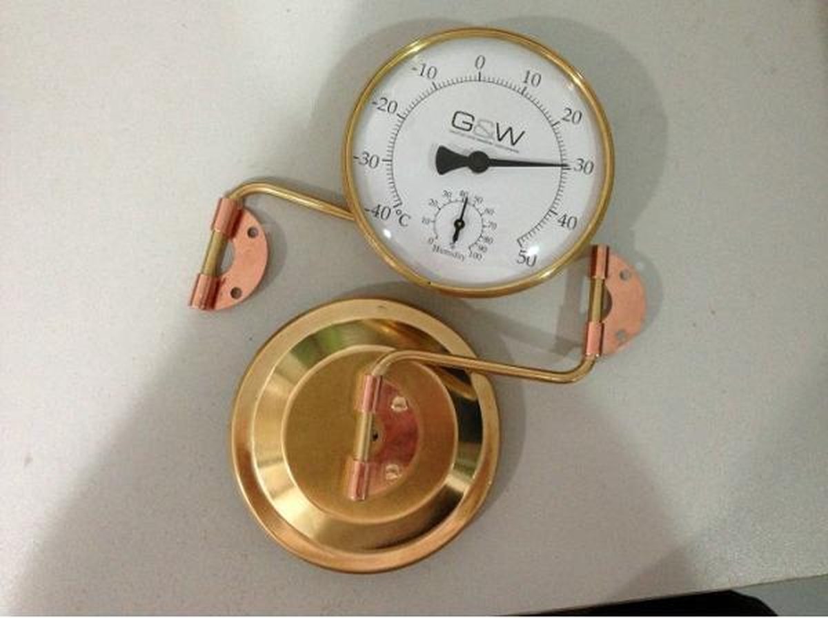 G&W (GoodWeather) BuitenThermometer met vochtigheid meter in de kleur Messing