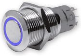 DRUKSCHAKELAAR 12V 18MM RVS ON-OFF MET LED RING