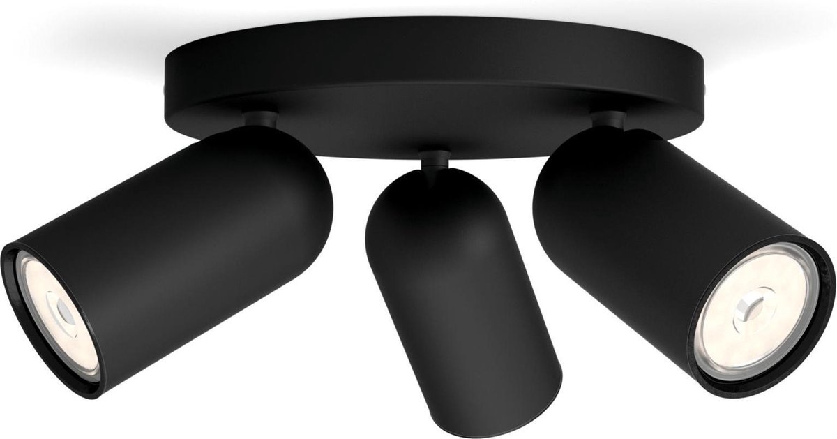 Philips myLiving Pongee Opbouwspot - zwart - 3 lichtpunten