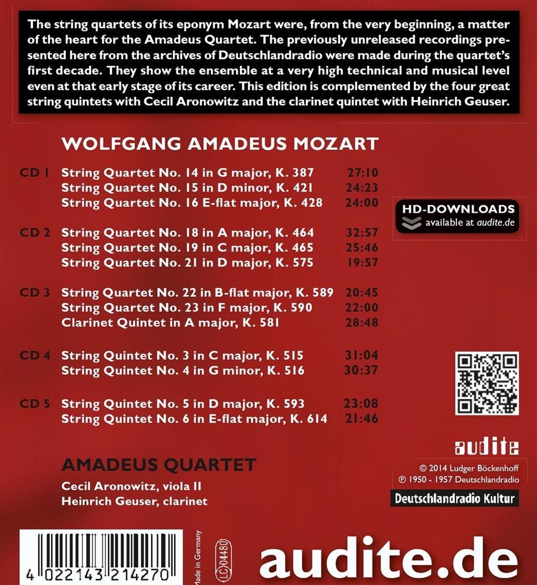 Quartet　Vol.3:　Amadeus　Recordings　Amadeus　Quartet　Mozart　The　bol.　CD),　RIAS　(5　Heinrich...