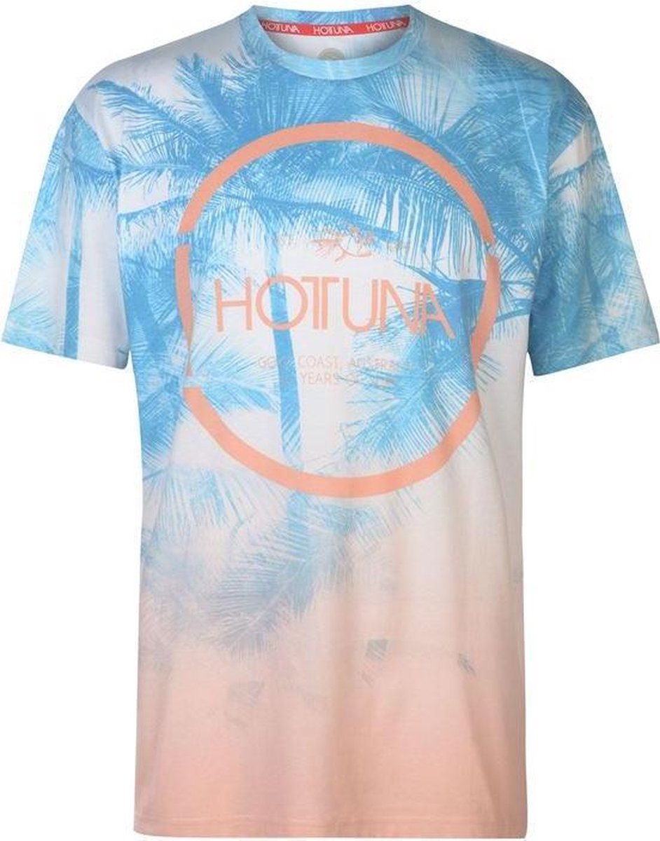Hot Tuna T-Shirt all over print - maat L - Heren - Oranje/blauw