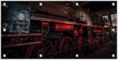 Tuinposter Stilstaande Stoomtrein / Locomotief 200x100cm- Foto op Tuinposter (wanddecoratie voor buiten en binnen)