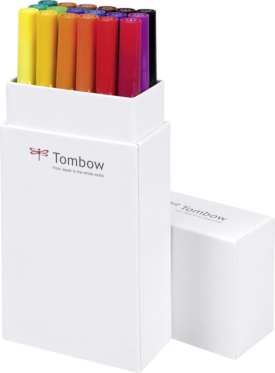 Tombow ABT dual-brush tekenpennen (set van 18) – primaire kleuren