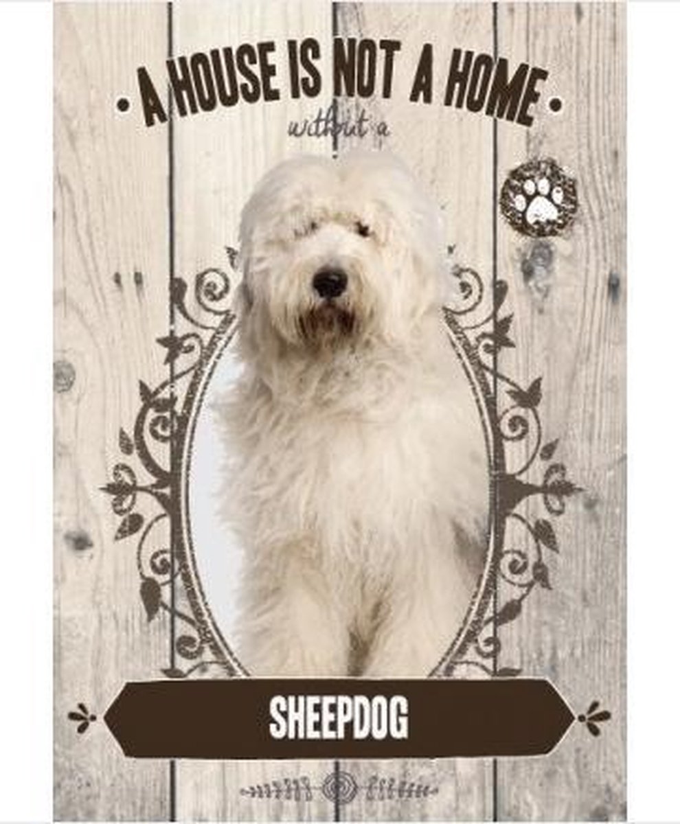 Wandbord - Sheepdog -14x20cm-