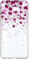 Shop4 - Samsung Galaxy J4 Plus Hoesje - Zachte Back Case Hartjes Transparant