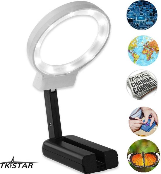 Loepen - 3X Opvouwbaar Vergrootglas Lens Loupe Met LED Verlichte Licht Handheld Voor Lezing Inspectie Hobby Ambachten