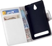 HC Bookcase Flip Wallet case Telefoonhoesje Sony Xperia E1 Wit
