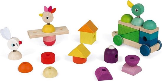 Janod Zigolos - Grote Meerkleurige Trein - 2-In-1 Speelfiguur: Trekfiguur En Stapelspeelgoed - Lengte Van Het Touwtje: 50 Cm - Geschikt Vanaf 1 Jaar van Janod — afbeelding 5