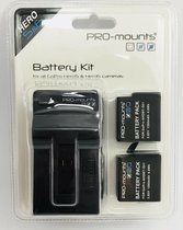 PRO-mounts Battery Kit Hero5, 6 & 7Black + GRATIS Rugzak
