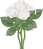4x Witte rozen/roos kunstbloemen 27 cm - Kunstbloemen boeketten