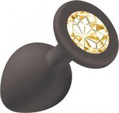 Lola Toys - Emotions - Buttplug met Diamant - Anaal - Siliconen - Maat M - 33mm - Zwart met Gouden Diamant