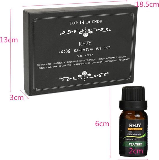 Etherische essentiële oliën voor geurverspreider of aromadiffuser - 14 stuks