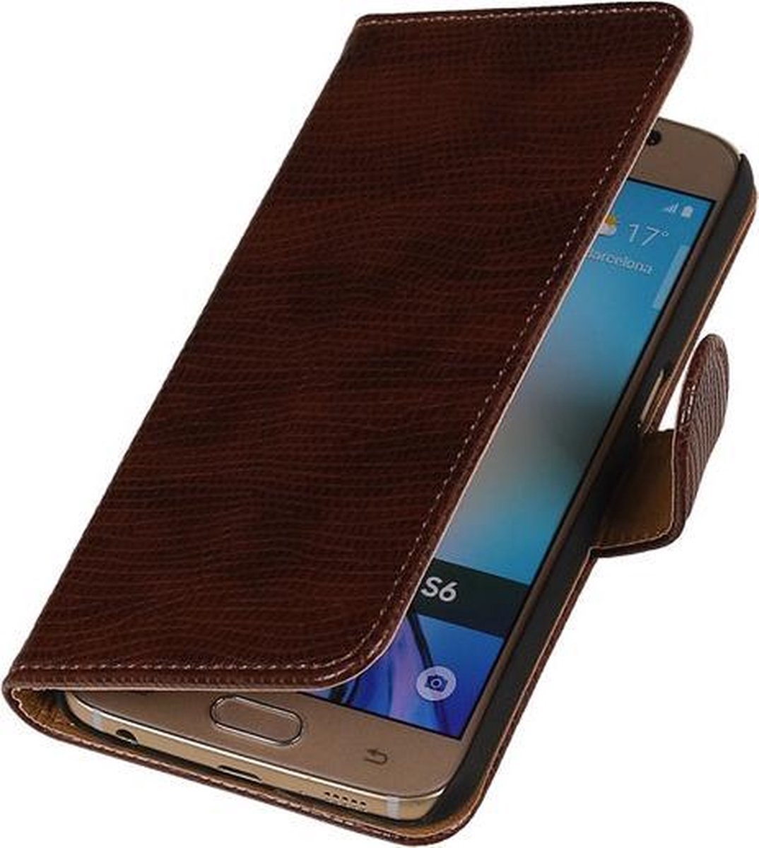 BestCases.nl Donker Bruin Mini Slang Booktype wallet hoesje voor Apple iPhone 5 / 5s