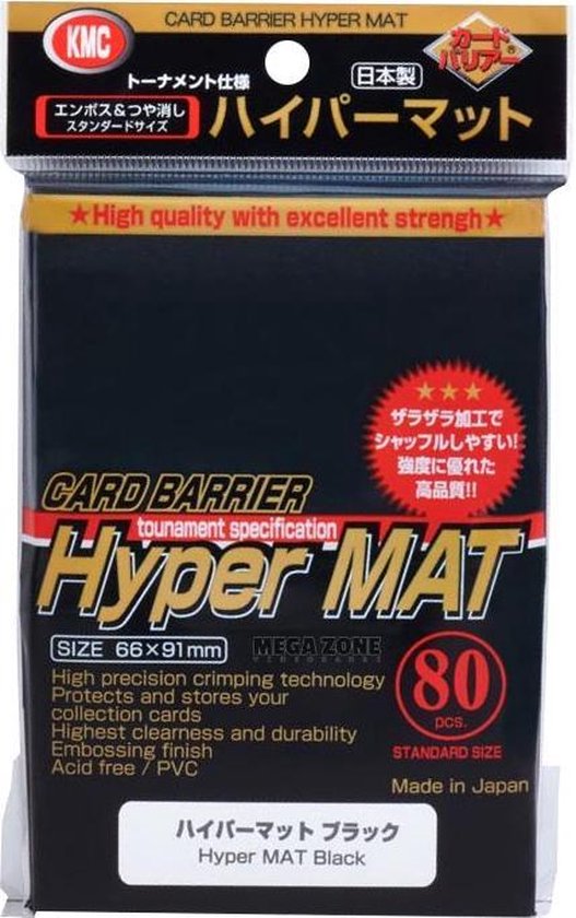 Afbeelding van het spel 80 hoesjes KMC Hyper MAT Black Standaard Maat Card Sleeves