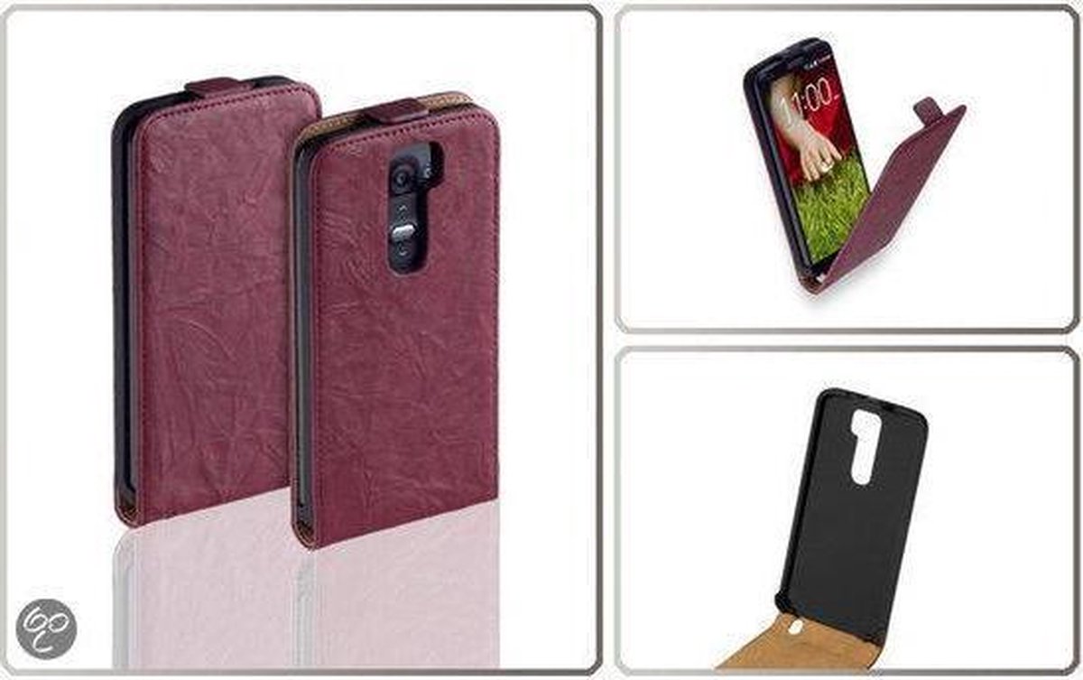 LELYCASE Vintage Lederen Flip Style Case Hoesje LG G2 Rubiy