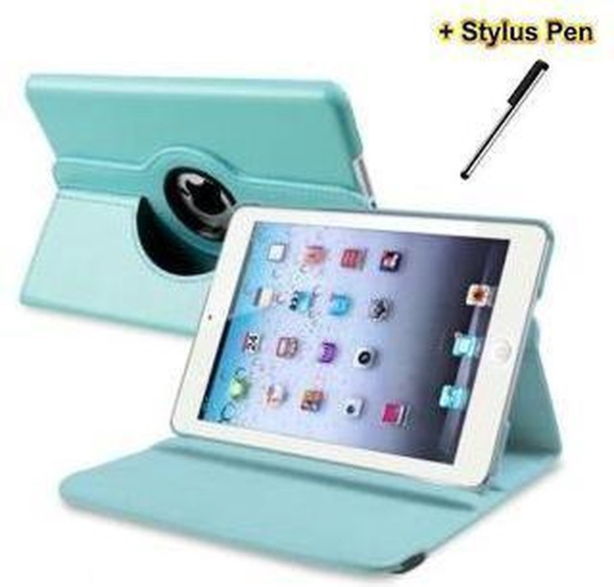 geschikt voor iPad Mini / Mini1/ 2/3 blauw 360 draai case hoes map + stylus