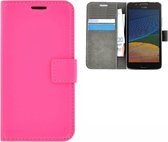 Roze Effen Wallet Bookcase Hoesje Motorola Moto G5