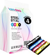 Inktdag inktcartridge voor HP 970 XL en HP 971 XL, multipack van 4 kleuren (1*BK, C, M en Y)