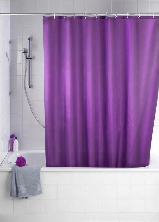Wenko Douchegordijn Polyester Anti Schimmel 180*200cm Paars bol
