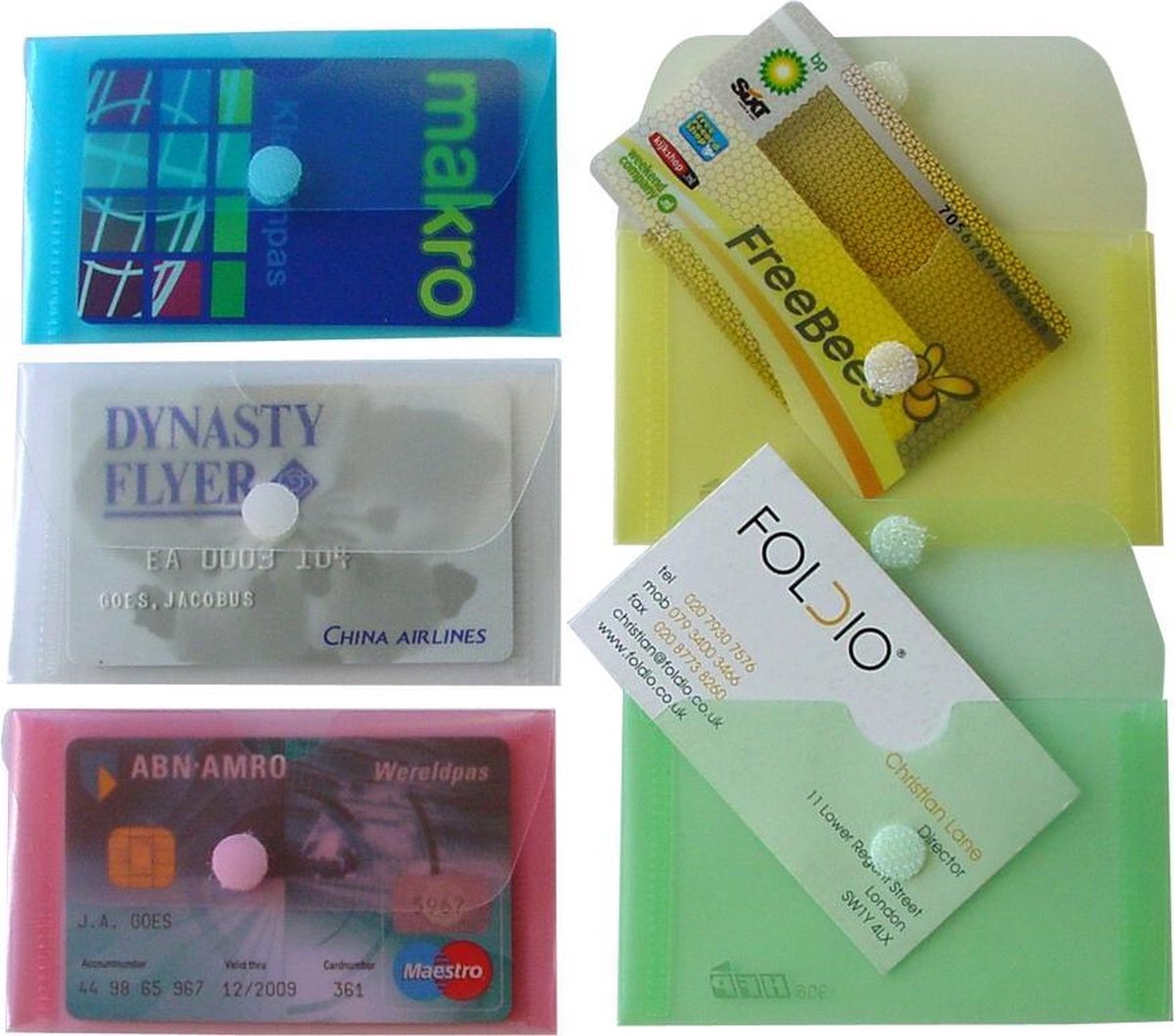 EXXO-HFP #90646 - Visitekaartmap - Creditcardmap - Klitsluiting - Rood - 10 stuks (1 pak @ 10 stuks)