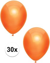 30x Oranje metallic ballonnen 30 cm - Feestversiering/decoratie ballonnen oranje