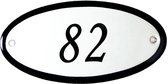 Emaille huisnummer ovaal nr. 82 10x5cm