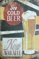 IJskoud bier - ice cold bier - TH Commerce  nu te koop - METALEN WANDBORD RECLAMEBORD MUURPLAAT VINTAGE RETRO WANDDECORATIE TEKST DECORATIEBORD RECLAME NOSTALGIE ART 9789