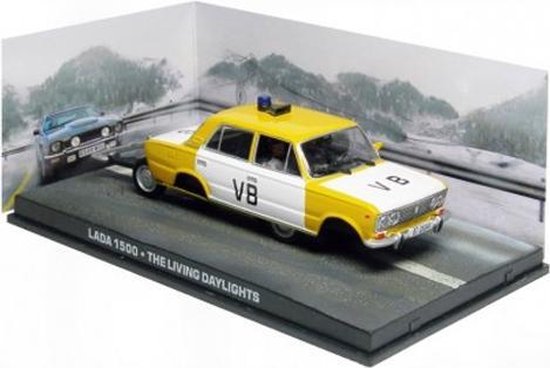 Atlas Lada 1500 Police Car James Bond 'The Living Daylight' 1987 Geel/Wit 1:43 #DY026