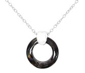 ARLIZI 1715 Ketting Swarovski Kristal Ring Hanger zwart - 925 Sterling Zilver - 45 cm