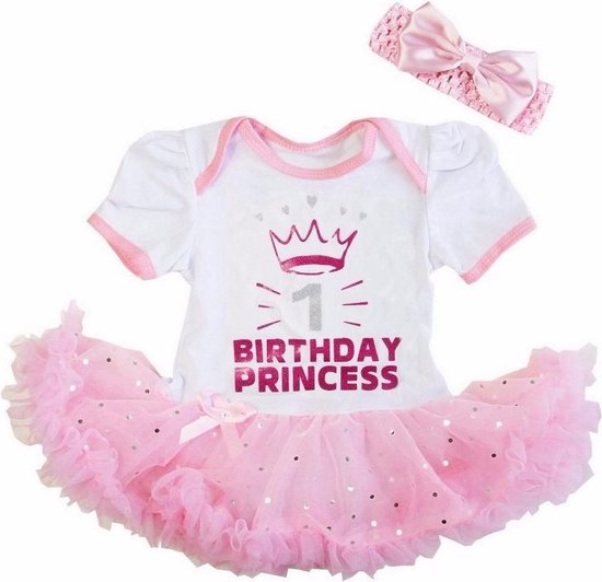 Nieuw bol.com | Verjaardag jurk baby Birthday Princess 1 jaar wit/roze KF-87