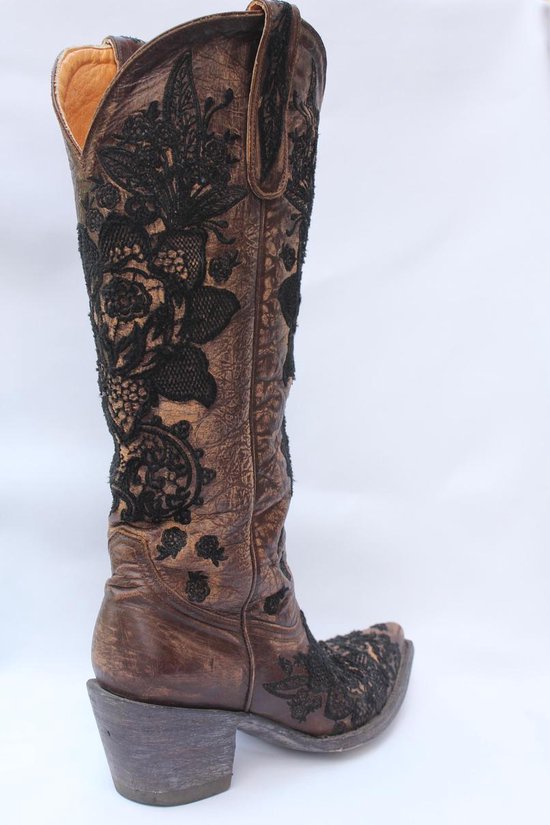 Cowboy laarzen dames Old Gringo Nicolette - echt leer - bruin/zwart - spitse -... | bol.com