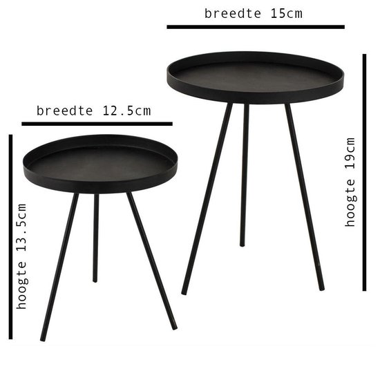 Gusta Decoratieve mini tafeltjes 2 stuks | 13,5 cm en 19 cm hoog (LET OP: KLEIN) - Gusta®
