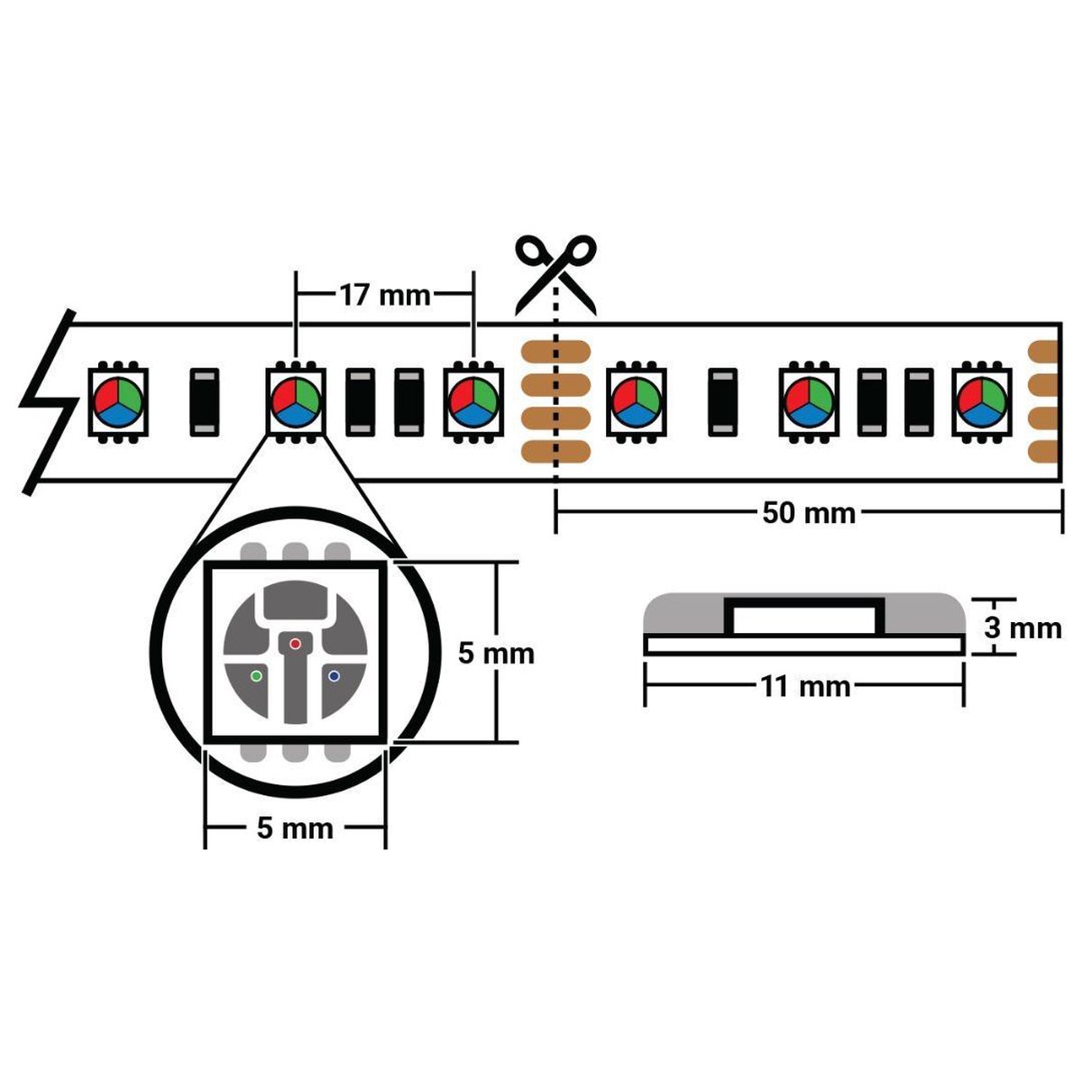 5 meter warm wit led strip - 30Leds/m - 12V