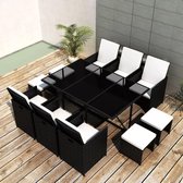 Tuinset zwart poly rattan 27-delig  (incl. Fleecedeken)