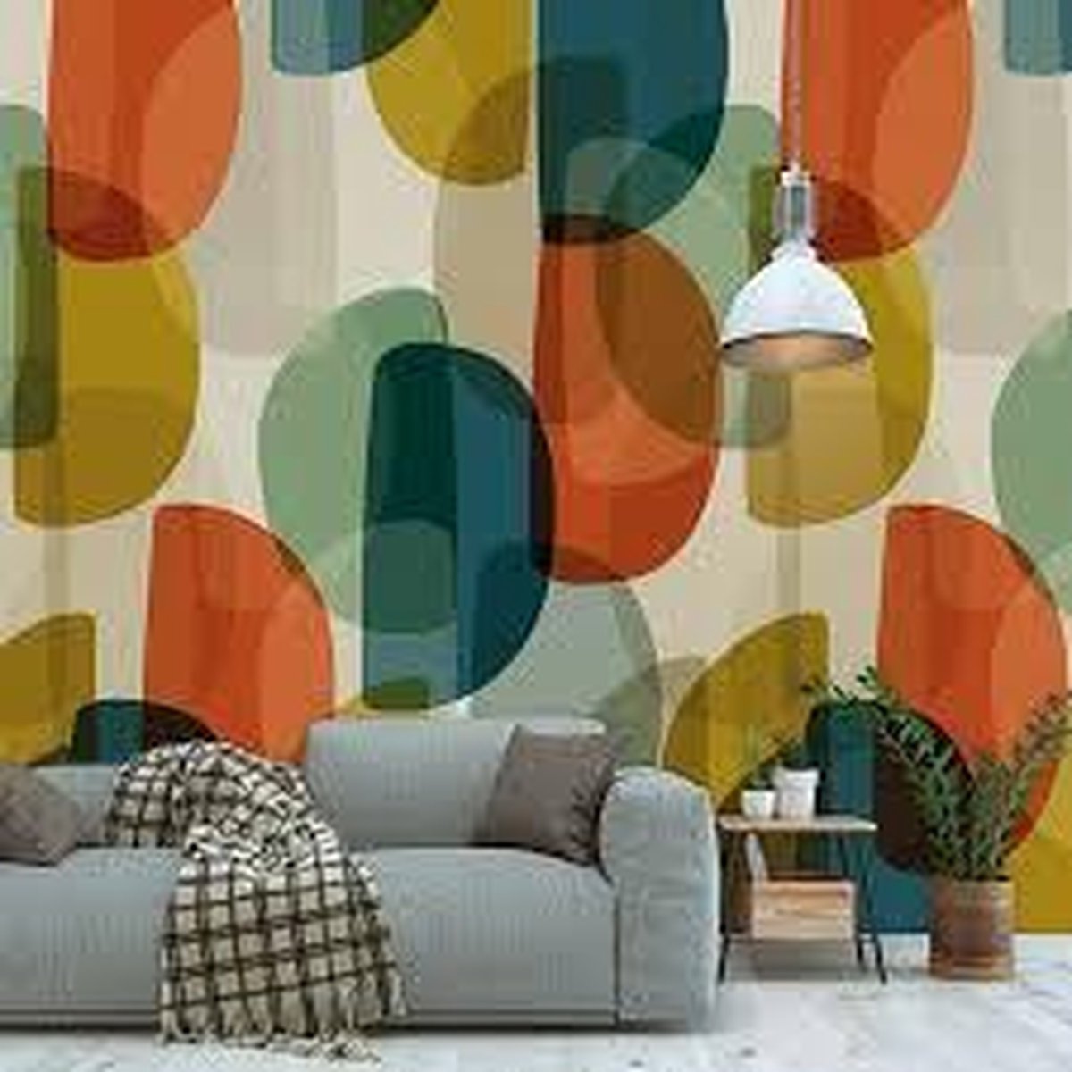 Behang poster Colorful florals en retro warm retro